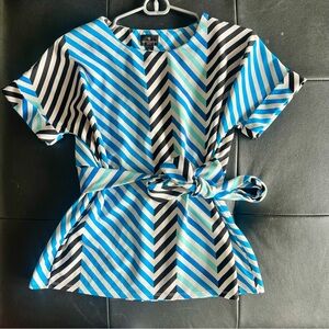 Worthington Chevron Blue and Black Blouse